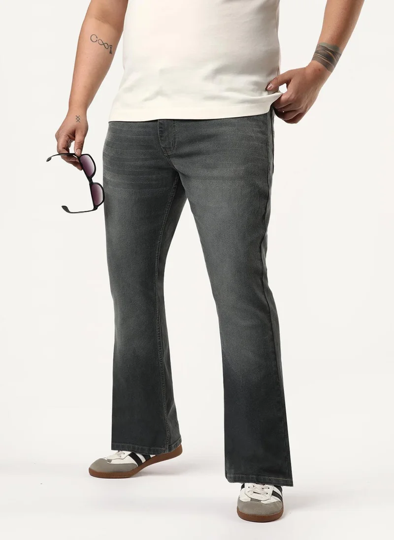 أوربانو فاشن Urbano Plus Men's Grey Bootcut Fit Mid Rise Heavy Washed Jeans Stretchable